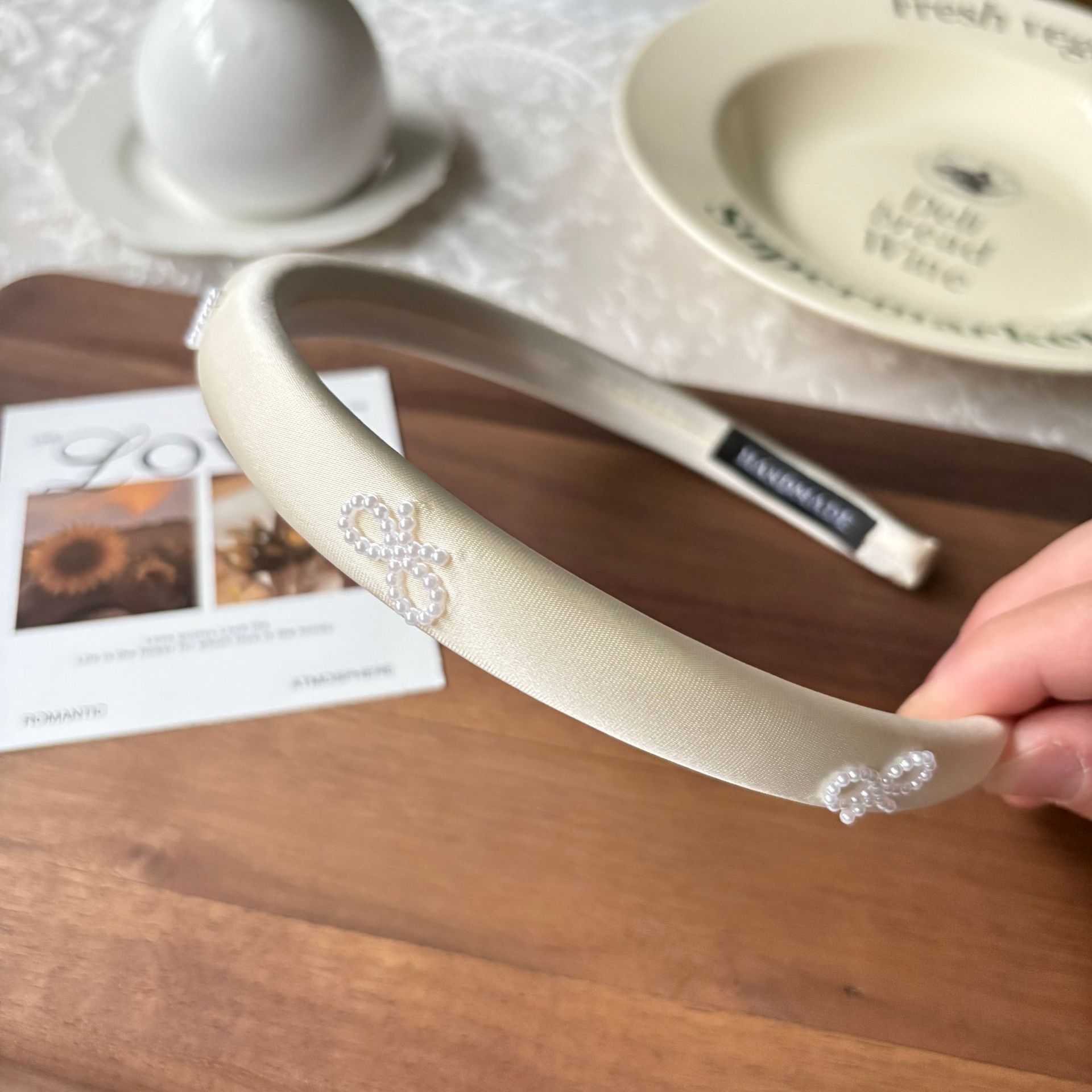 Spring new solid-color satin hair band for women, high head pressure headband, high-end and light luxury hair tie and hairpin headwear pic 49