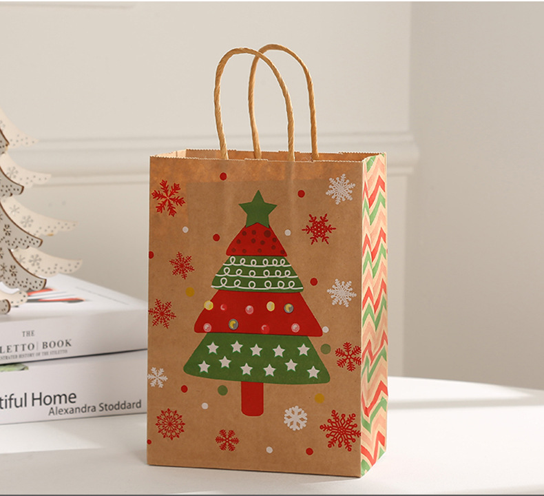 Factory direct sales cross-border Christmas gift bags, striped hand-held gift bags, party festival candy hand-held bags pic 14