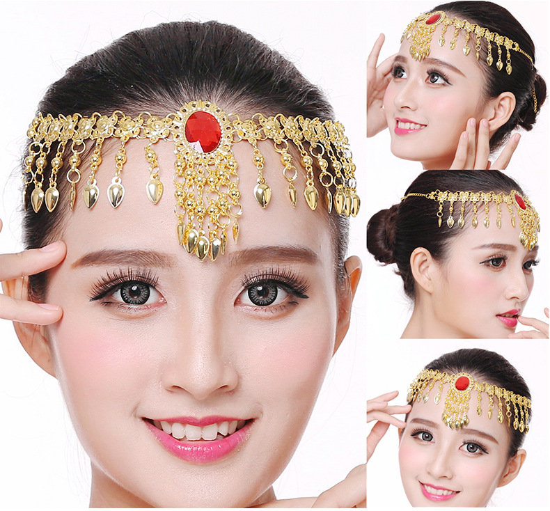 肚皮舞蹈宝石头链发卡发夹印度舞蹈表演出配饰品头箍首饰头饰发箍详情19