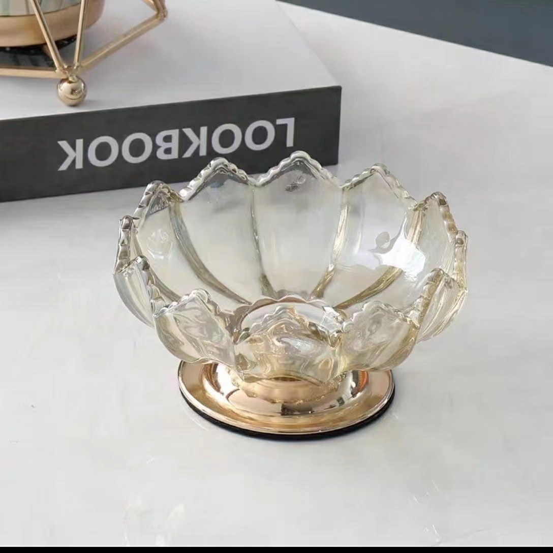 轻奢玻璃双层果盘现代创意糖果盘干果盘家用客厅茶几摆件奢华果盆详情5