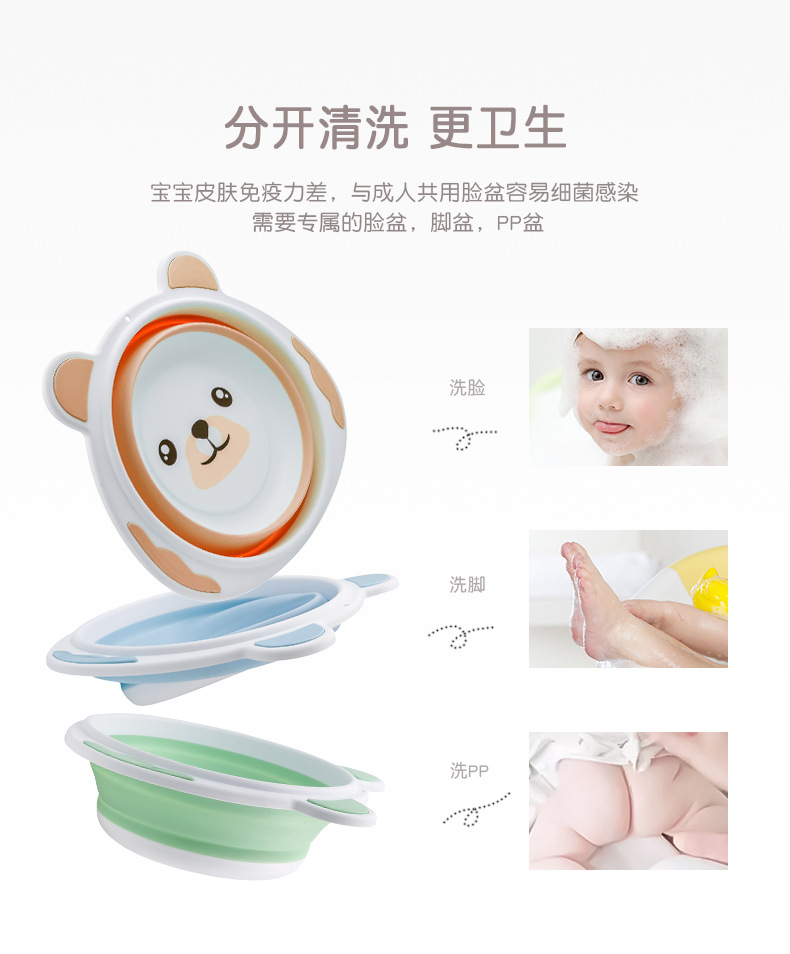 Portable panda foldable baby washbasin, baby washbasin, PP basin, household basin, baby products pic 3