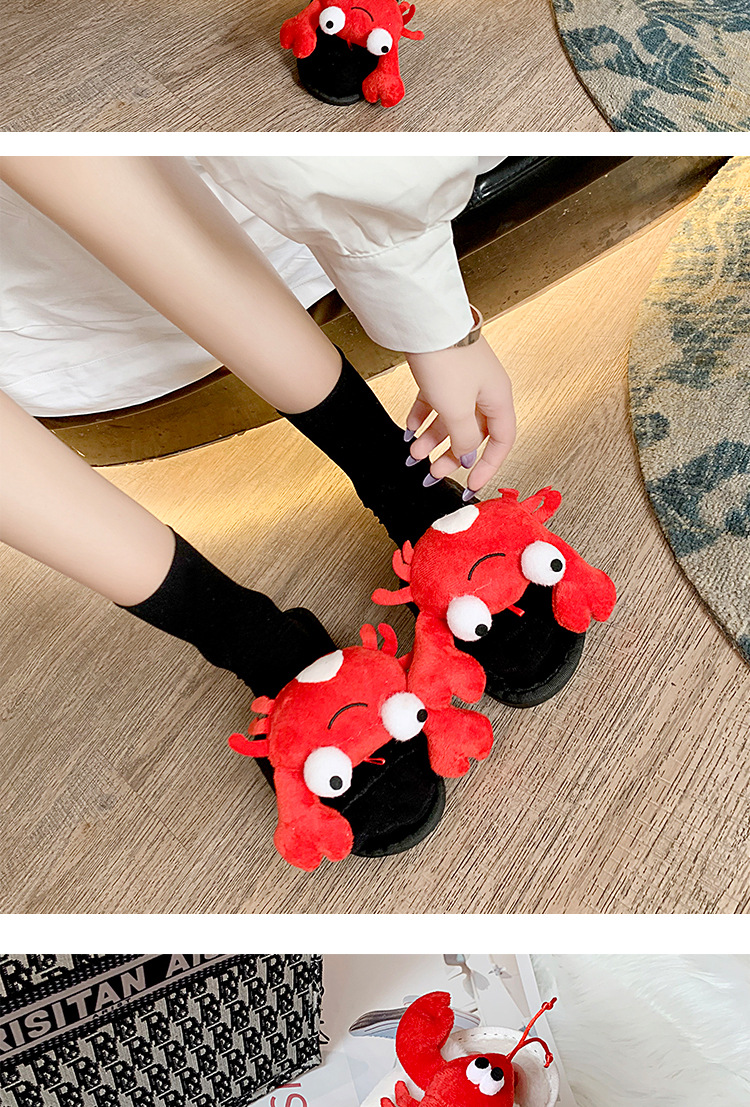 宿舍棉拖鞋女2020秋冬季个性小龙虾螃蟹拖鞋居家保暖时尚棉拖批发详情3