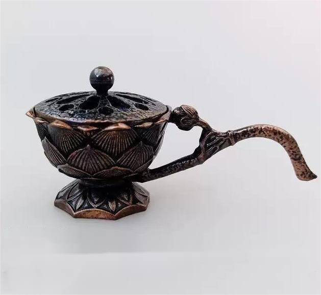 Antique lotus-shaped hand-held small incense burner, household indoor sandalwood, agarwood, Zen incense burner, incense ceremony ornaments, incense seals pic 7