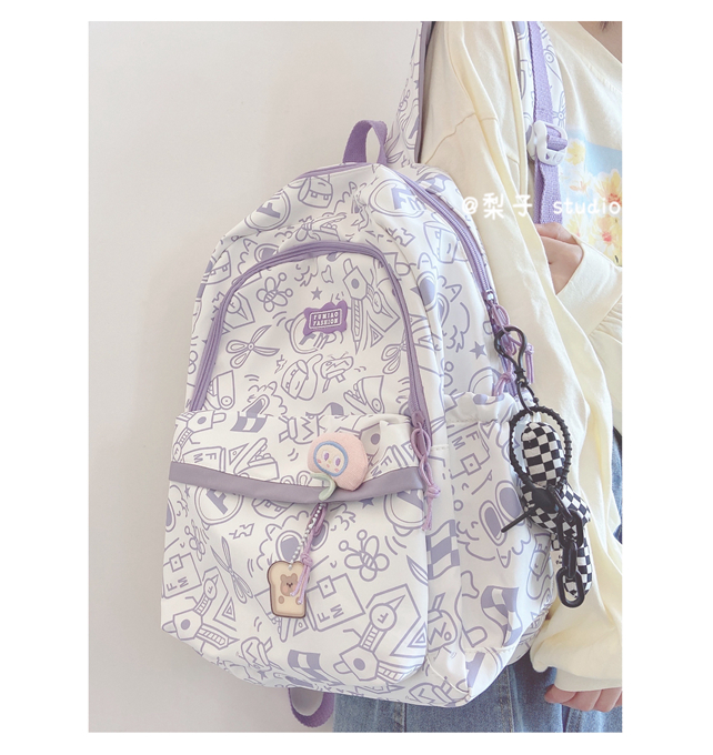 Japanese-style schoolbag for girls, Instagram, niche Harajuku graffiti design backpack, large-capacity backpack for junior high school, senior high school and college students pic 10