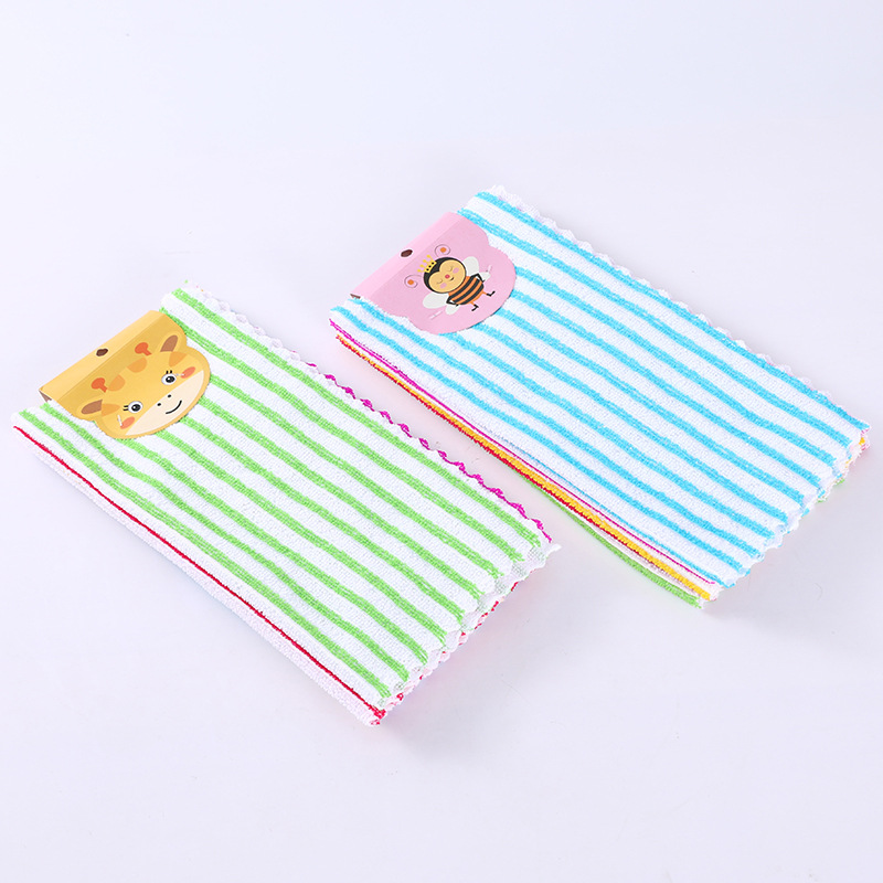 [LOVELY HOME] [tenedor jia] toalla de limpieza de poliéster puro tira de color estampado paño cuadrado absorbente no se cae el pelo paño de cocina al por mayor paño de microfibra pequeña toalla cuadrada absorbente pic 9