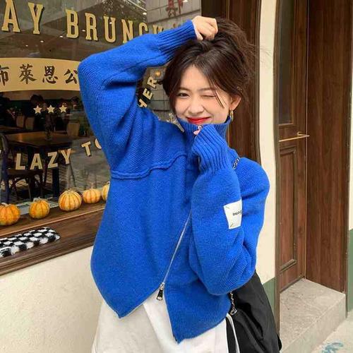 毛衣女秋冬外穿v领针织衫保暖宽松百搭学院风chic开衫早秋外套潮详情30
