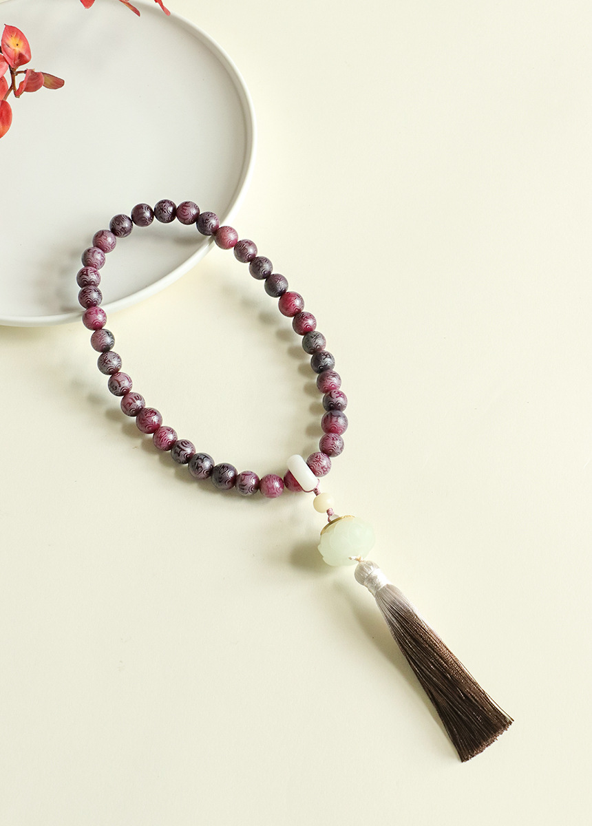 国潮手持菩提莲花串珠双圈手链男女款国风文玩佛珠流苏手串手饰批发详情46