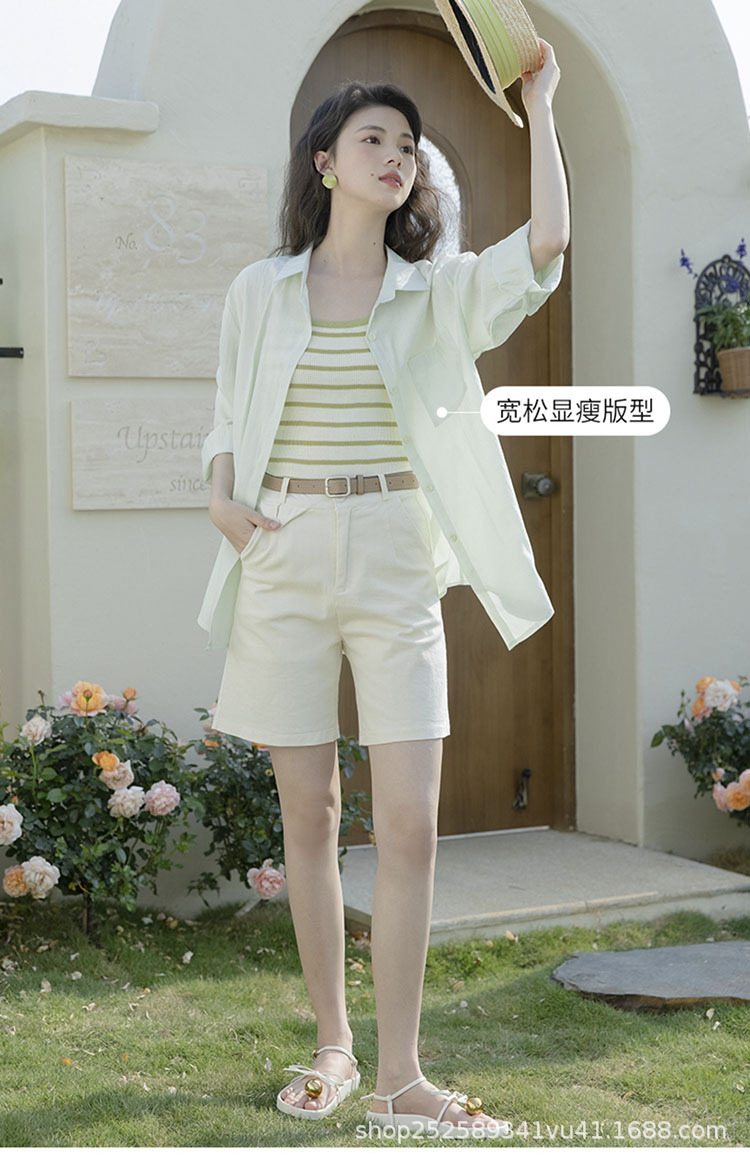 薄荷绿雪纺衬衫女夏长袖防晒衣2024新款法式学院风宽松小清新上衣详情8