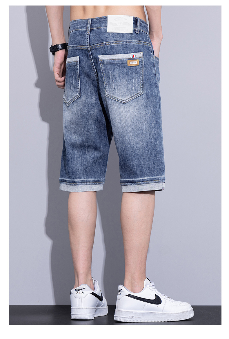 夏季薄款五分牛仔裤男士宽松休闲中裤大码时尚透气休闲男学生短裤详情15