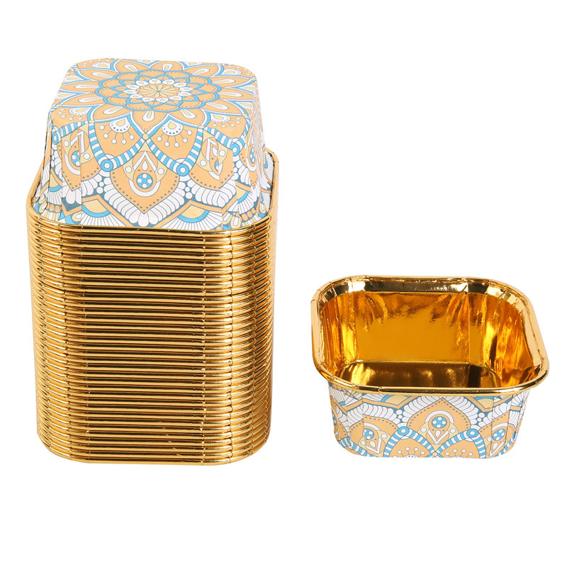 中东款蛋糕纸杯波西米亚风蛋糕纸单面金正方形蛋糕杯详情7