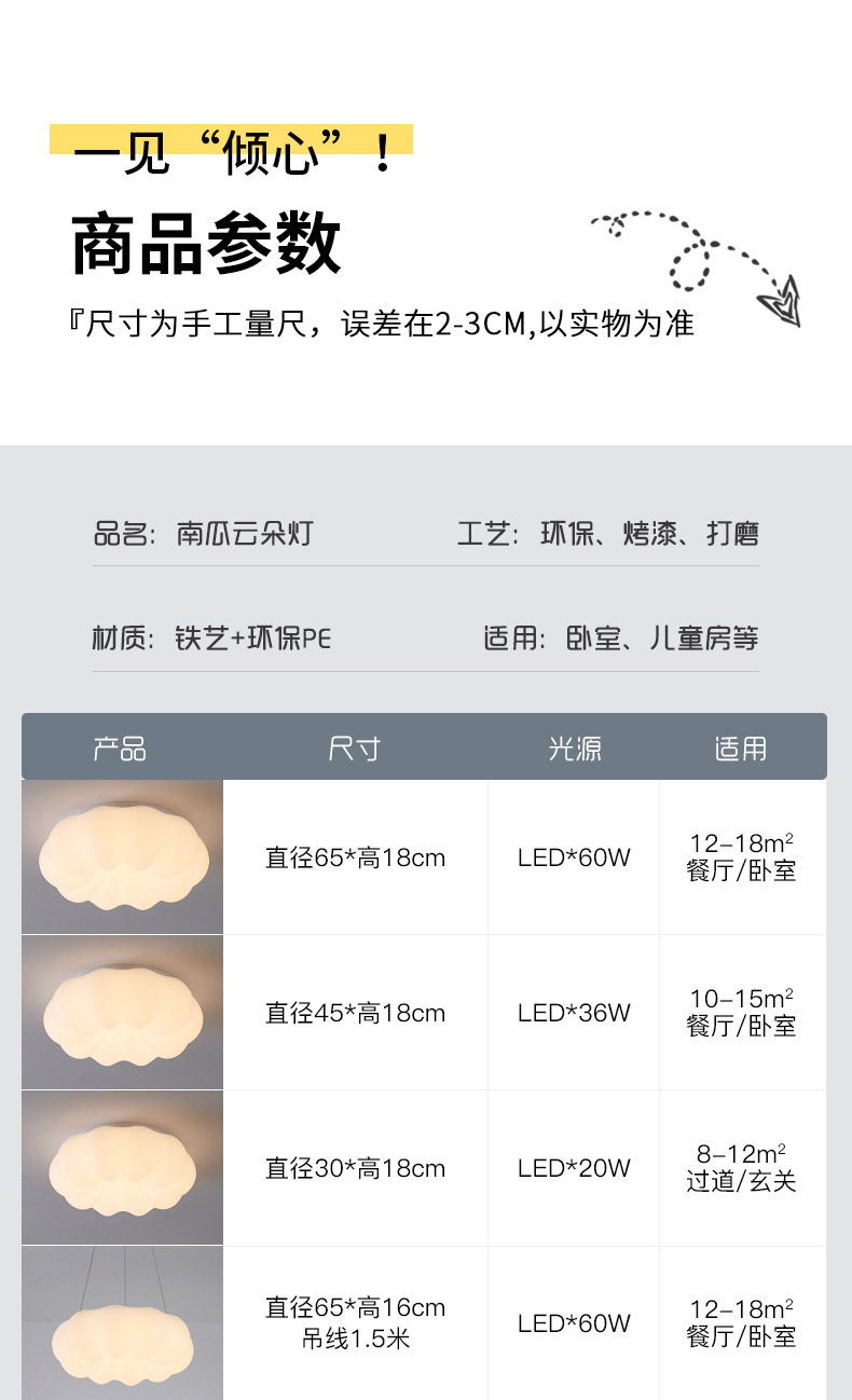Nube influenciador techo lámpara estilo crema moderno cálido chicos niñas niños luz de habitación luz de dormitorio calabaza luz de red pic 35