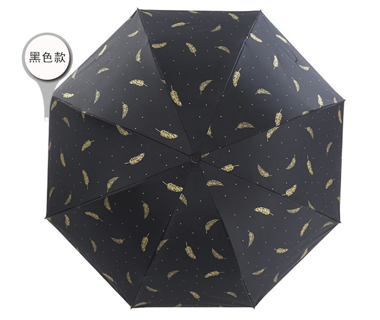 Creative black and white feather umbrella, black rubber sun protection and UV protection umbrella, all-weather and all-weather small black umbrella manufacturer pic 11