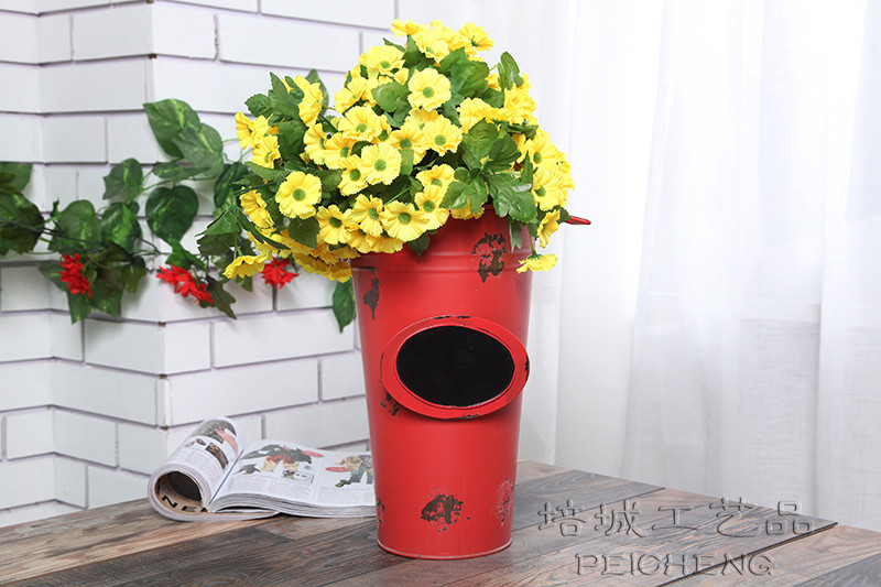欧式故意做旧色插花桶酒吧陈列摆设 创意摄影道具家居摆件铁皮桶详情22