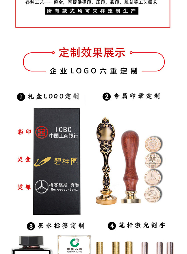 商务礼盒伴手礼送女友礼物笔记本皇冠套装蘸水笔羽毛笔工厂详情12