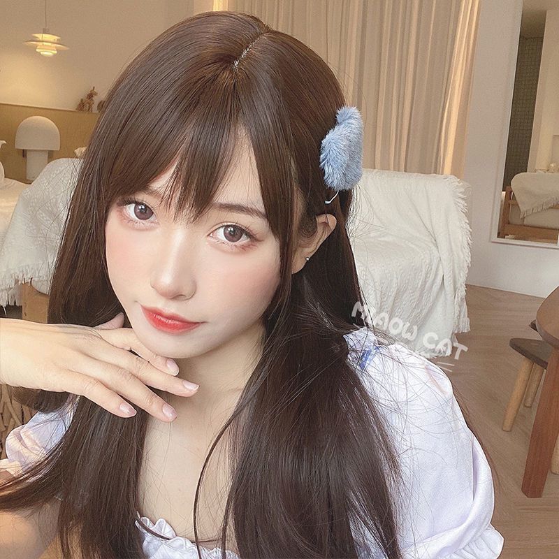 Wig for women, air bangs, medium-long straight hair, lolita full-length cosplay, medium-long hair available, full set of hair available for wholesale pic 7