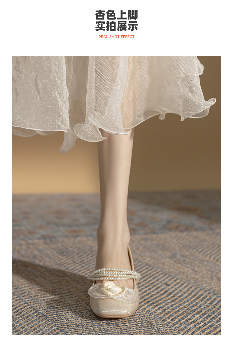 法式玛丽珍方头单鞋女2024春夏新款粗跟中跟女鞋百搭花朵绸缎鞋子详情18