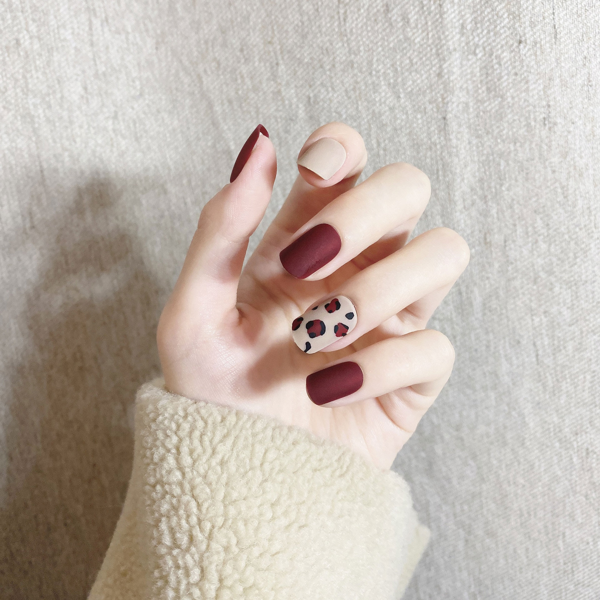 Handmade high-end Long Island iced tea nail art, short square head false nail patches, factory wholesale customization, exclusive for foreign trade pic 4