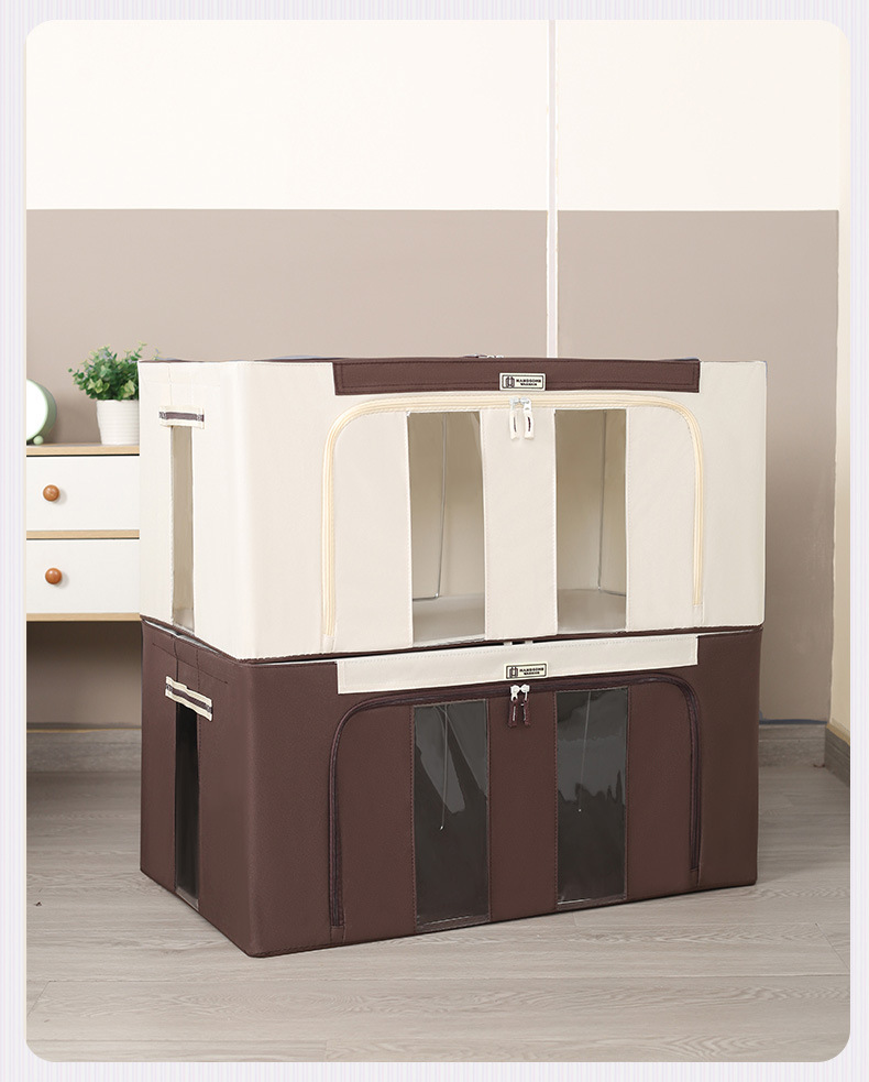 奥洁雅防水牛津布艺收纳箱120升大容量 衣物棉被四钢架折叠百纳箱详情13