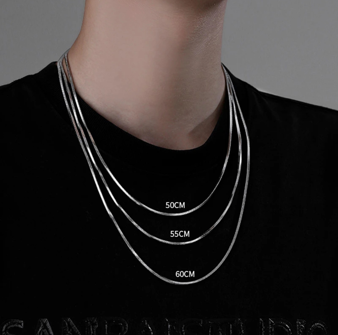 Titanium steel square snake chain necklace for men, with a light luxury and niche feel. Square snake bone chain for men, collarbone chain for women, fashionable pic 22