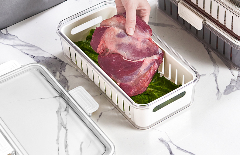 调料盒密封防潮防虫手提式水果篮多分格厨房收纳沥水篮冰箱收纳盒详情16