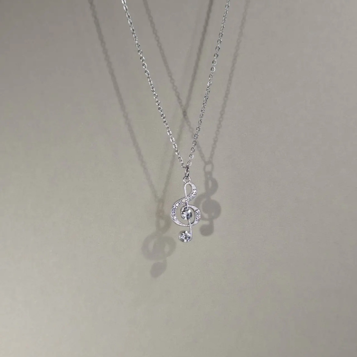 Cross-border e-commerce Vintage Blue note girls' necklace titanium steel rhinestone note pendant collarbone chain pic 5