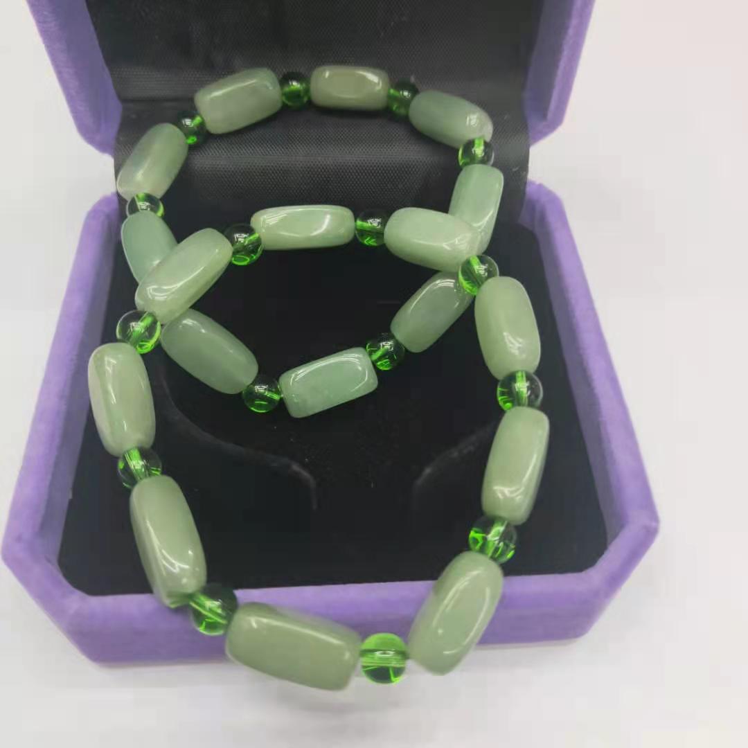 Factory wholesale of natural Dongling jade rectangular irregular combination bracelets, diy green Dongling bracelet jewelry and accessories pic 5
