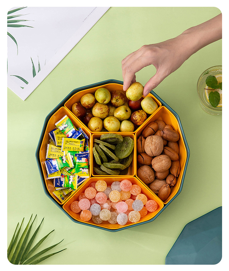 糖果盒北欧轻奢果盘创意客厅家用分格带盖干果盒坚果零食收纳盒详情8