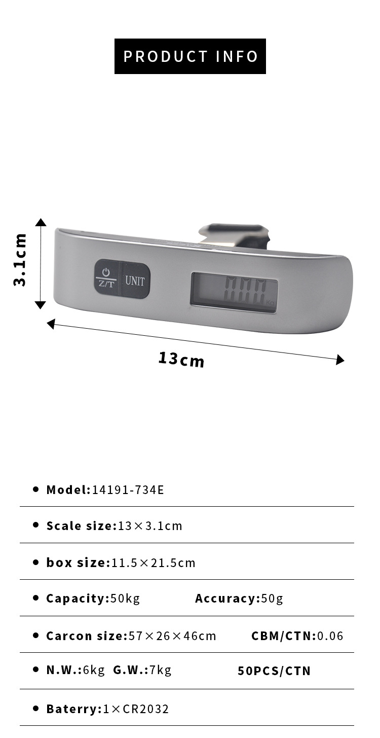 [FF1976-734E]厂家直销电子行李秤跨境外贸家用行李称商务出行简约电子秤详情1