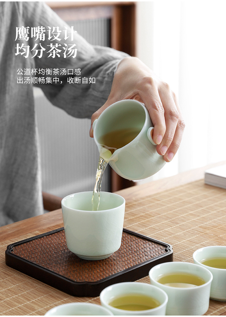 Ge Yao tea set, home ceramic teapot, Chinese tea cup, portable travel tea set, high-end business gift pic 16