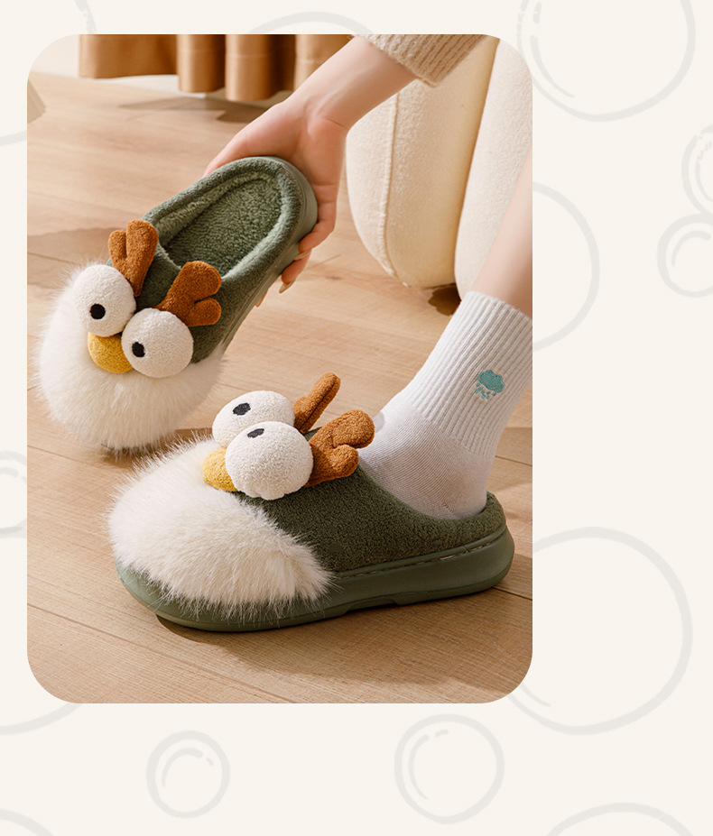 2024新款棉拖鞋女秋冬季室内家居保暖毛绒卡通情侣厚底棉拖男冬季详情11