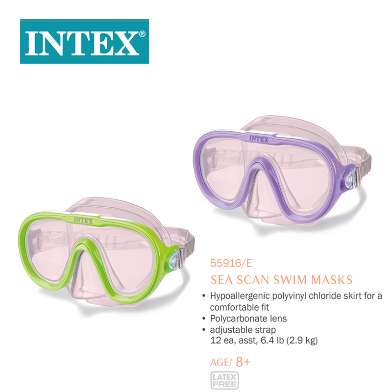 INTEX55916 purple/green mask swimming goggles, professional adult swimming and diving goggles, wholesale of water products pic 1