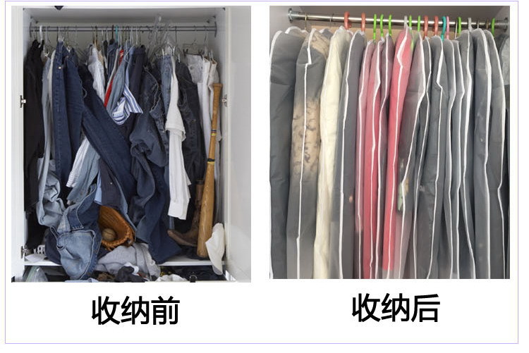 Dust cover for clothes, dust bag for overcoats, clothes hanging bag, dust cover for suits, storage clothes, transparent printed pic 2