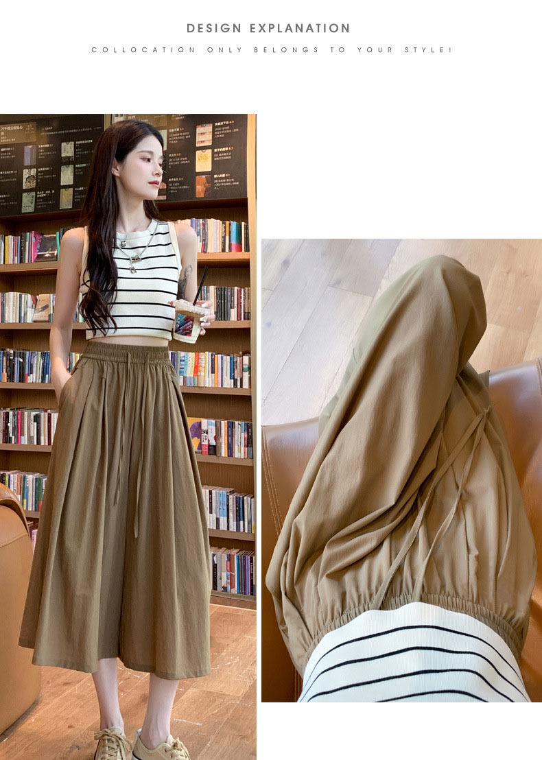 冰丝七分裙裤阔腿裤女夏季薄款宽松显瘦大码裤裙直筒休闲山本裙裤详情21