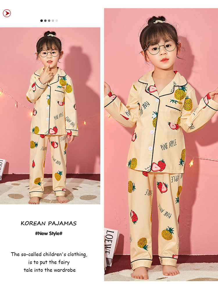 儿童睡衣女孩春夏长袖翻领牛奶丝套装开衫宝宝卡通外贸男童家居服详情31