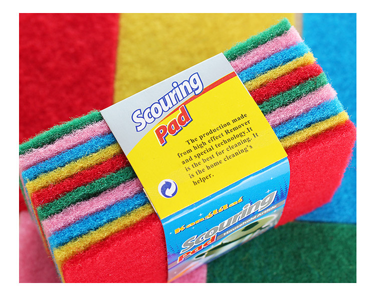 10-piece set of colored scouring pads for kitchen cleaning and degreasing, scrubbing POTS and washing dishes, wholesale from scouring pad manufacturers pic 6