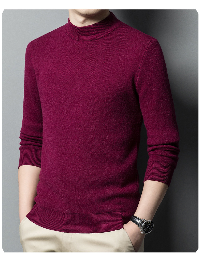 Imitación cashmere otoño invierno hombre suéter de cuello medio alto hombre joven slim legging jersey hombre pic 12
