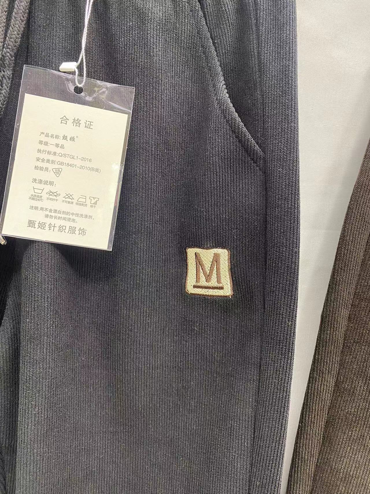 2022春季新款中老年女装木棉绒超细条打底裤妈妈装长裤女裤地摊详情5