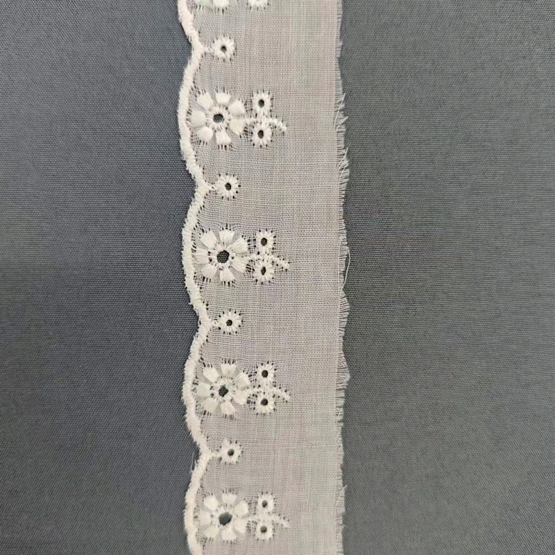Wholesale of cotton embroidered lace, hollowed-out lace, embroidered skirt hem, clothing accessories, milk silk, perforated, barcode 2.5 pic 45