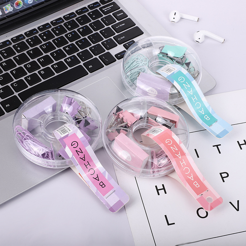 Macaron-colored paper clip keychain creative combination, colorful magnetic buckle rubber band long tail clip multi-functional set pic 3