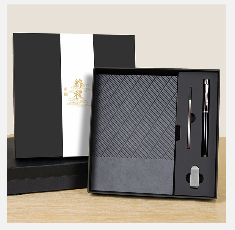 Soft leather sheepskin business high-end diary, thickened notebook gift box set, customized logo printing pic 14