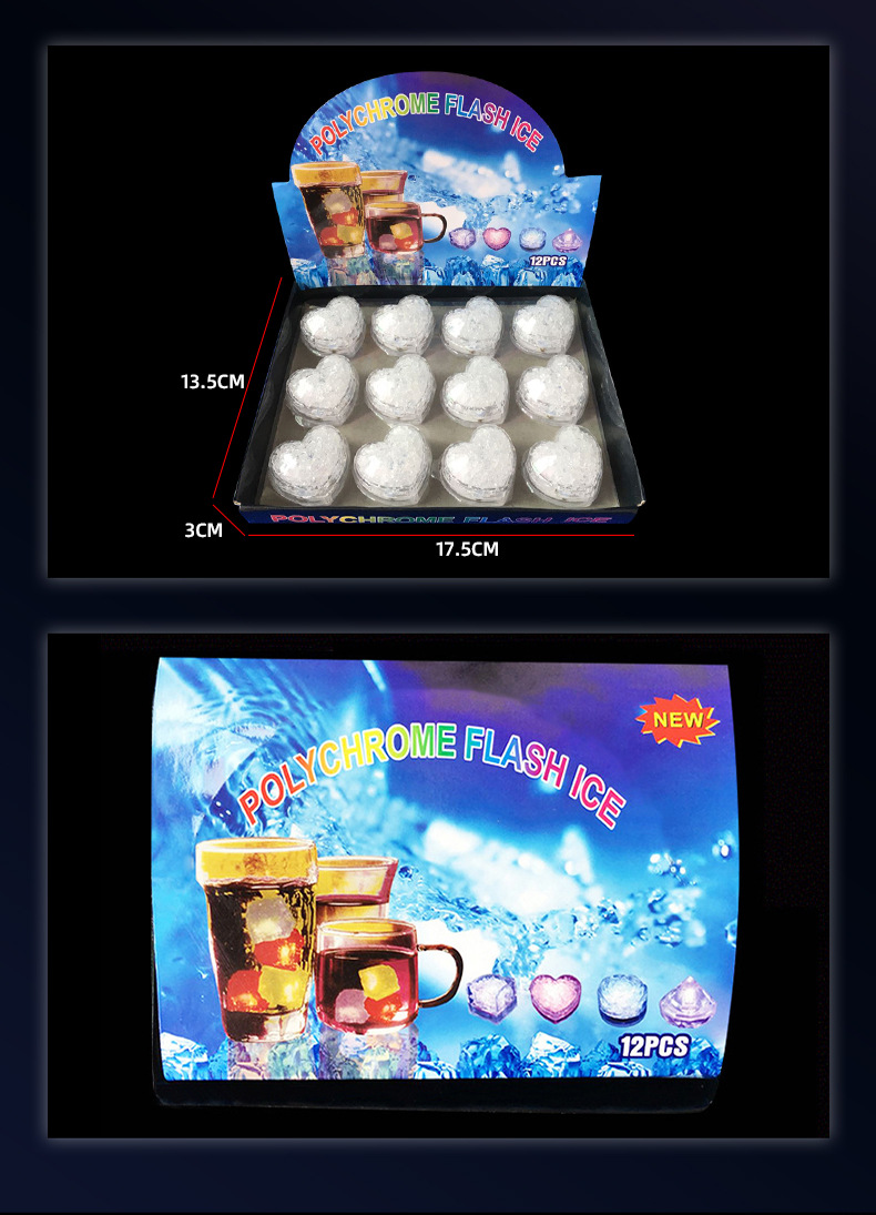 The manufacturer supplies wholesale of heart-shaped illuminated ice blocks, seven-color led illuminated ice blocks, water-illuminating and flashing ice block lights pic 8