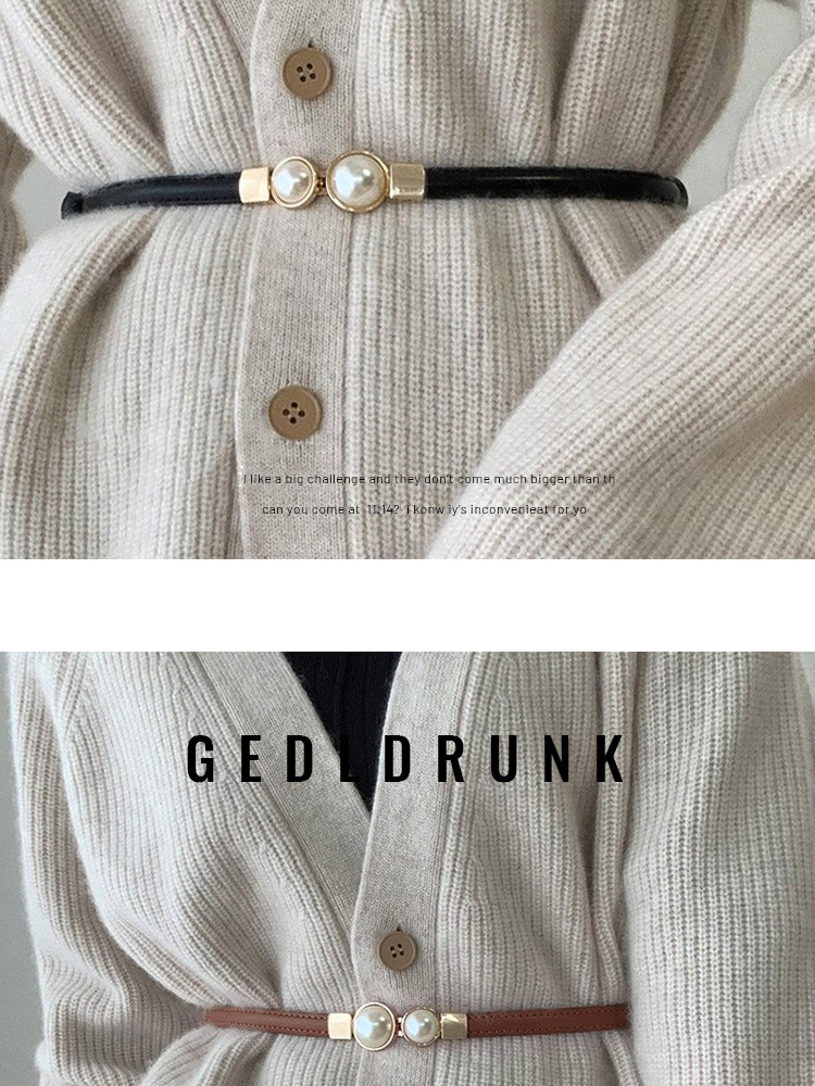 Korean-style slim waist belt with pearl button-down small belt for shirts, dresses and jeans, fashionable decorative thin belt pic 15