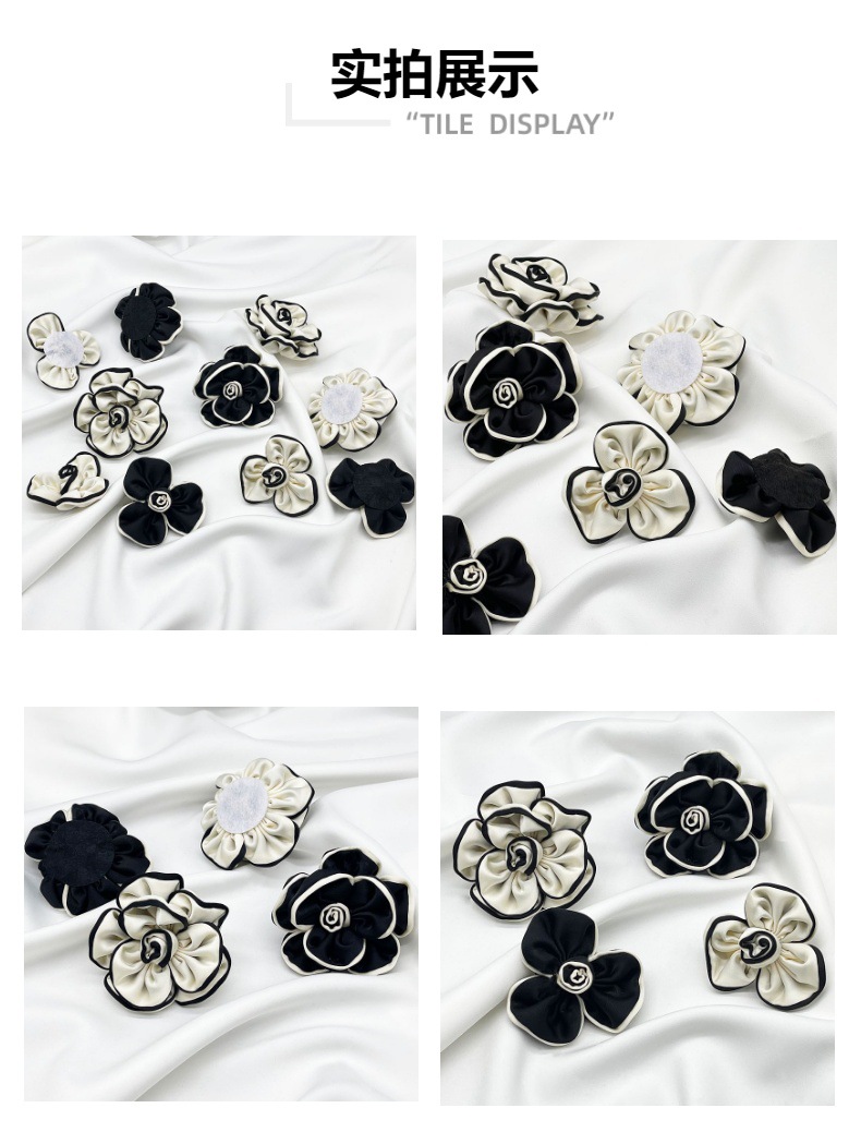 Xiaoxiangfeng rolled flower fabric camellia three-dimensional flower diy accessories, handcrafted flower clothing semi-finished products, shoes, bags and accessories pic 10