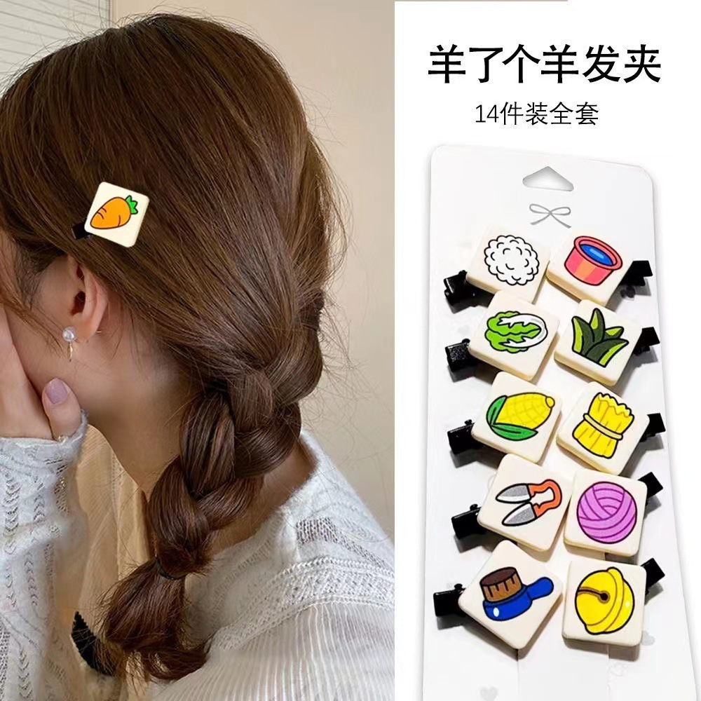 Super cute sheep, Sheep card hair clips, cute and creative cartoon duckbill clips, sweet and girlish hair clips, bangs hair clips pic 2