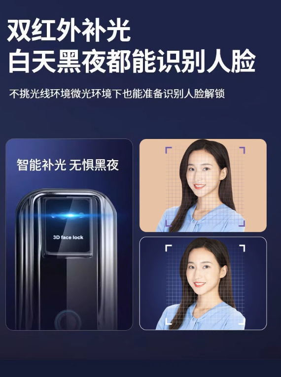 人脸识别指纹锁批发防盗门智能门锁家用电子密码锁可视猫眼智能锁详情9