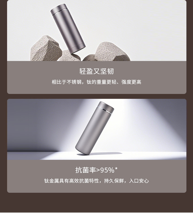 高端纯钛保温杯双层保温全钛直身杯商务办公男士闷茶杯轻奢礼品杯详情7