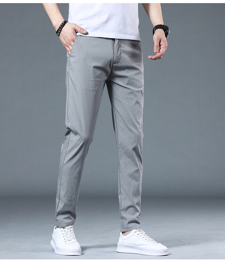 夏季薄款休闲裤男款修身直筒透气弹力冰丝百搭潮流男裤子批发凉感详情24
