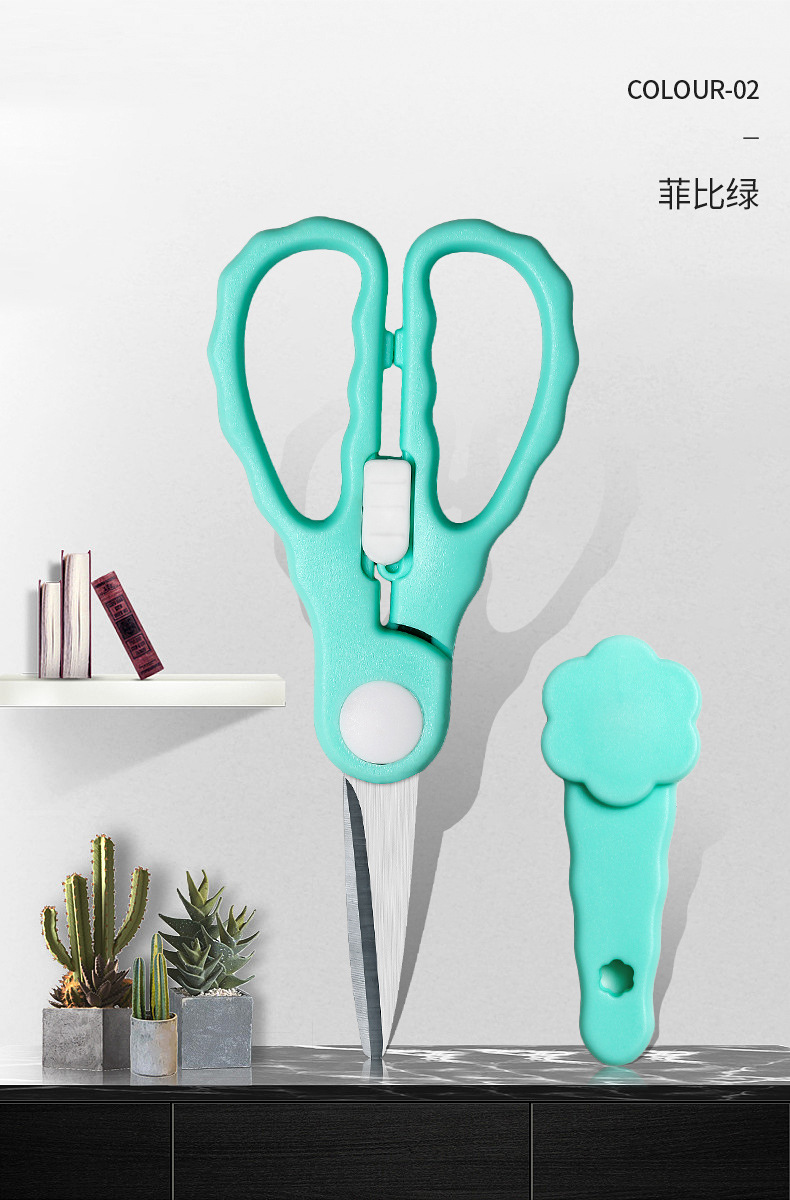 Factory direct sales of wavy stainless steel baby food scissors, baby scissors, food scissors, portable household kitchen scissors pic 11