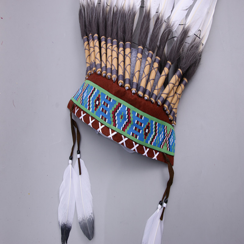Colorful Indian heads, head decorations, feather balls, Halloween hats, party and party performance props, feathers pic 15