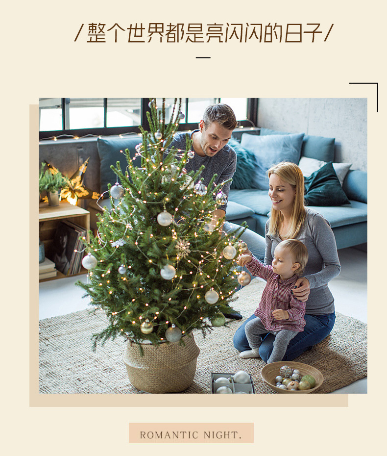 Remote-controlled Christmas tree, green wire LED copper wire light, star color light, string light, starry sky, courtyard green plant, rattan flower wreath light pic 30